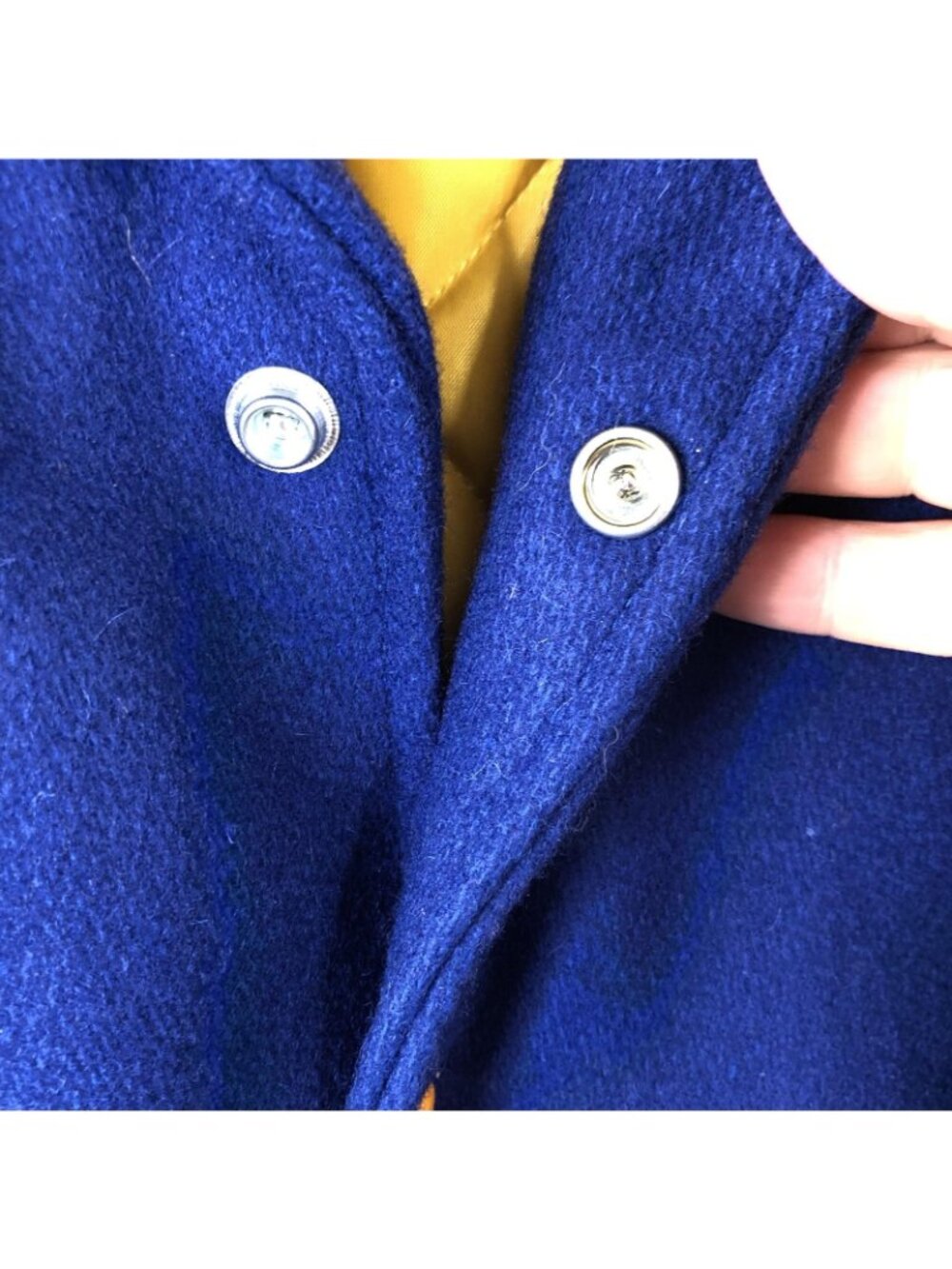 Rennoc Jacket Mens Large Blue Wool Varsity Snap Front Quilted Lined Bomber - Picture 8 of 16